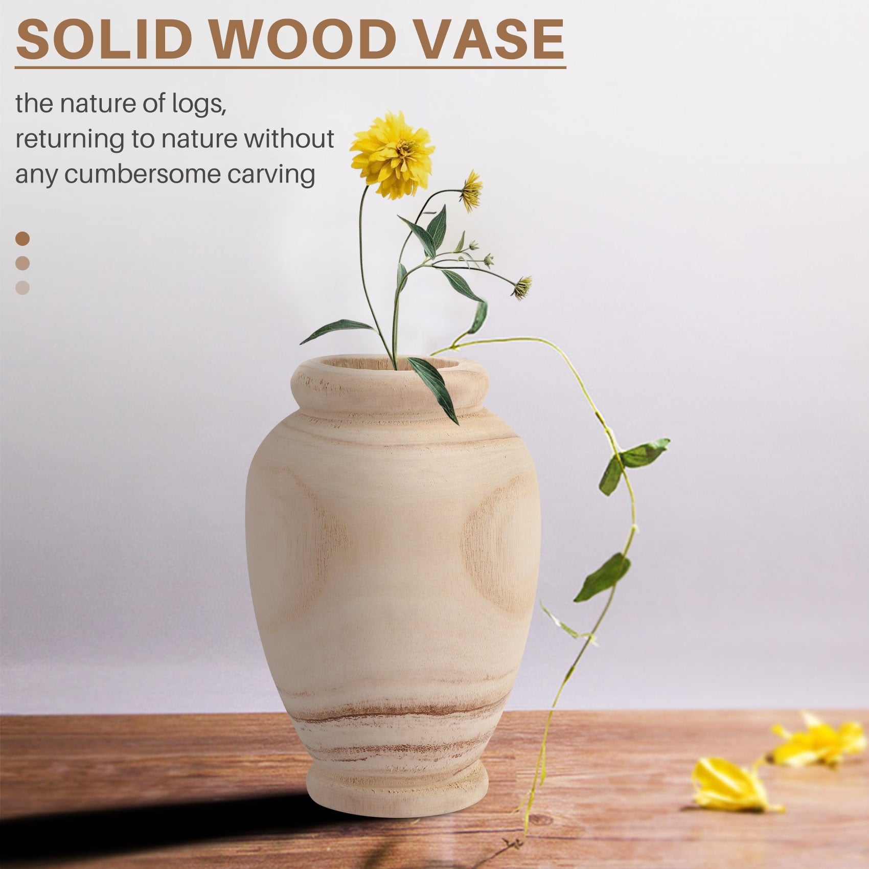 Wooden Vase Decoration Living Room Table Solid Wood Ware Flower Bottle Ornament Home Decoration