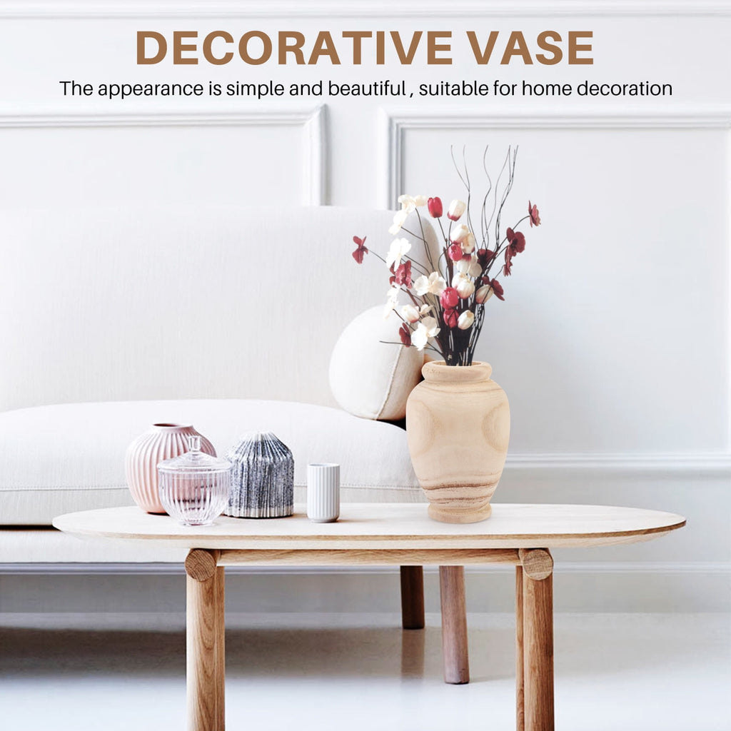 Wooden Vase Decoration Living Room Table Solid Wood Ware Flower Bottle Ornament Home Decoration