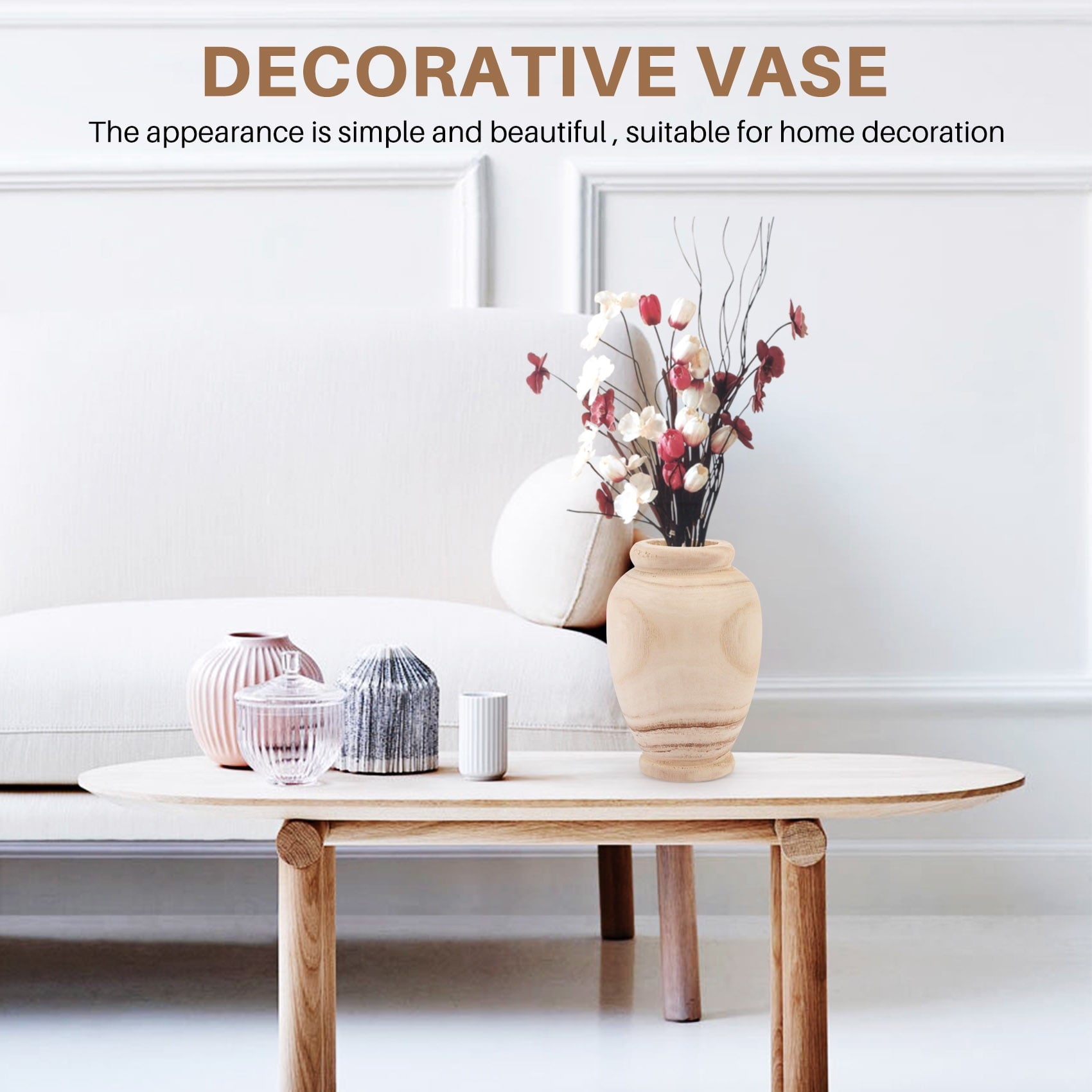 Wooden Vase Decoration Living Room Table Solid Wood Ware Flower Bottle Ornament Home Decoration