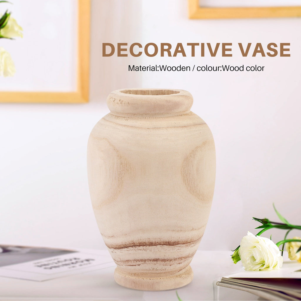 Wooden Vase Decoration Living Room Table Solid Wood Ware Flower Bottle Ornament Home Decoration