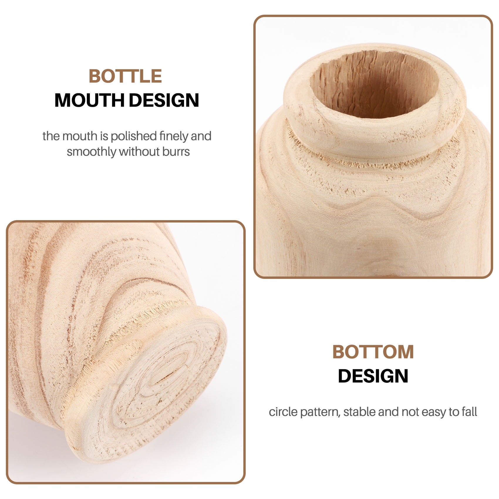 Wooden Vase Decoration Living Room Table Solid Wood Ware Flower Bottle Ornament Home Decoration