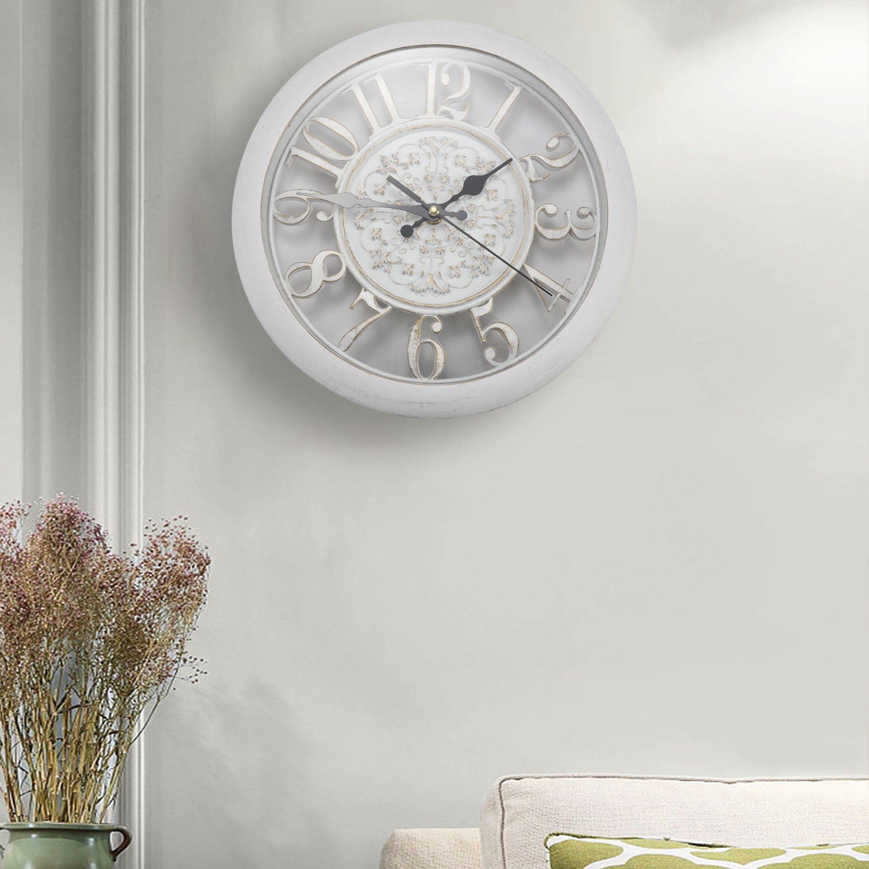 Wall Clock Saat de Pared Saati Vintage Digital Clocks Watch Horloge wall Quartz(white)