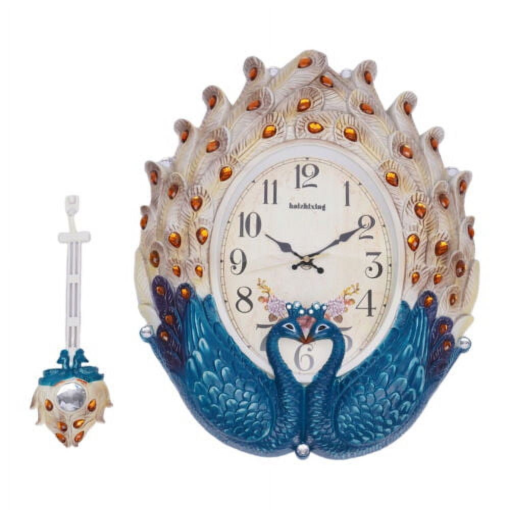 Luxury Large Wall Clock Peacock Wall Watch Living Room Home Decor Retro European