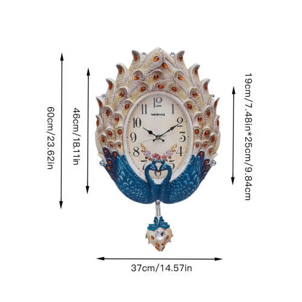 Luxury Large Wall Clock Peacock Wall Watch Living Room Home Decor Retro European