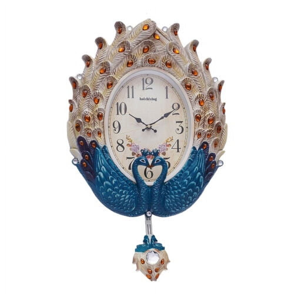 Luxury Large Wall Clock Peacock Wall Watch Living Room Home Decor Retro European