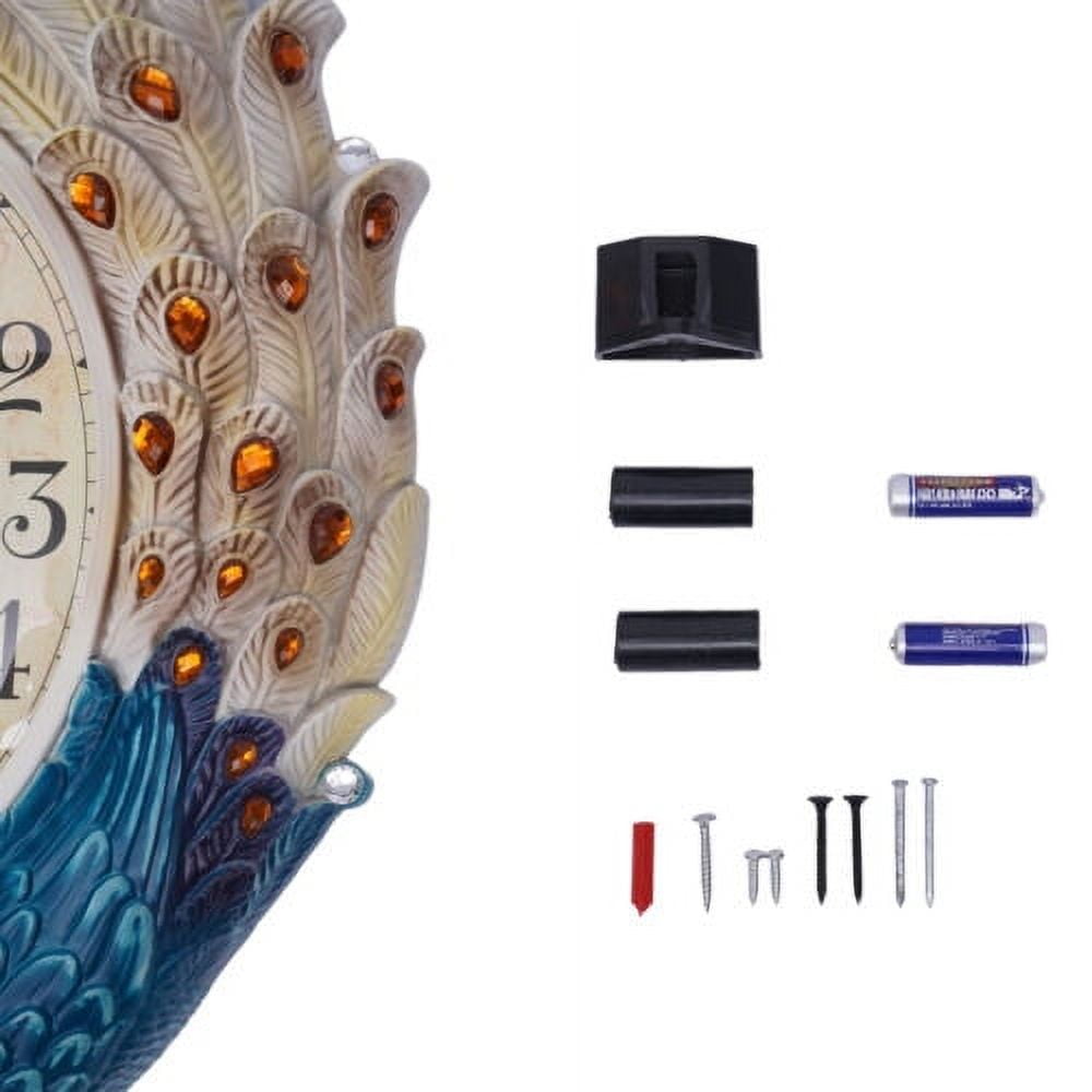 Luxury Large Wall Clock Peacock Wall Watch Living Room Home Decor Retro European