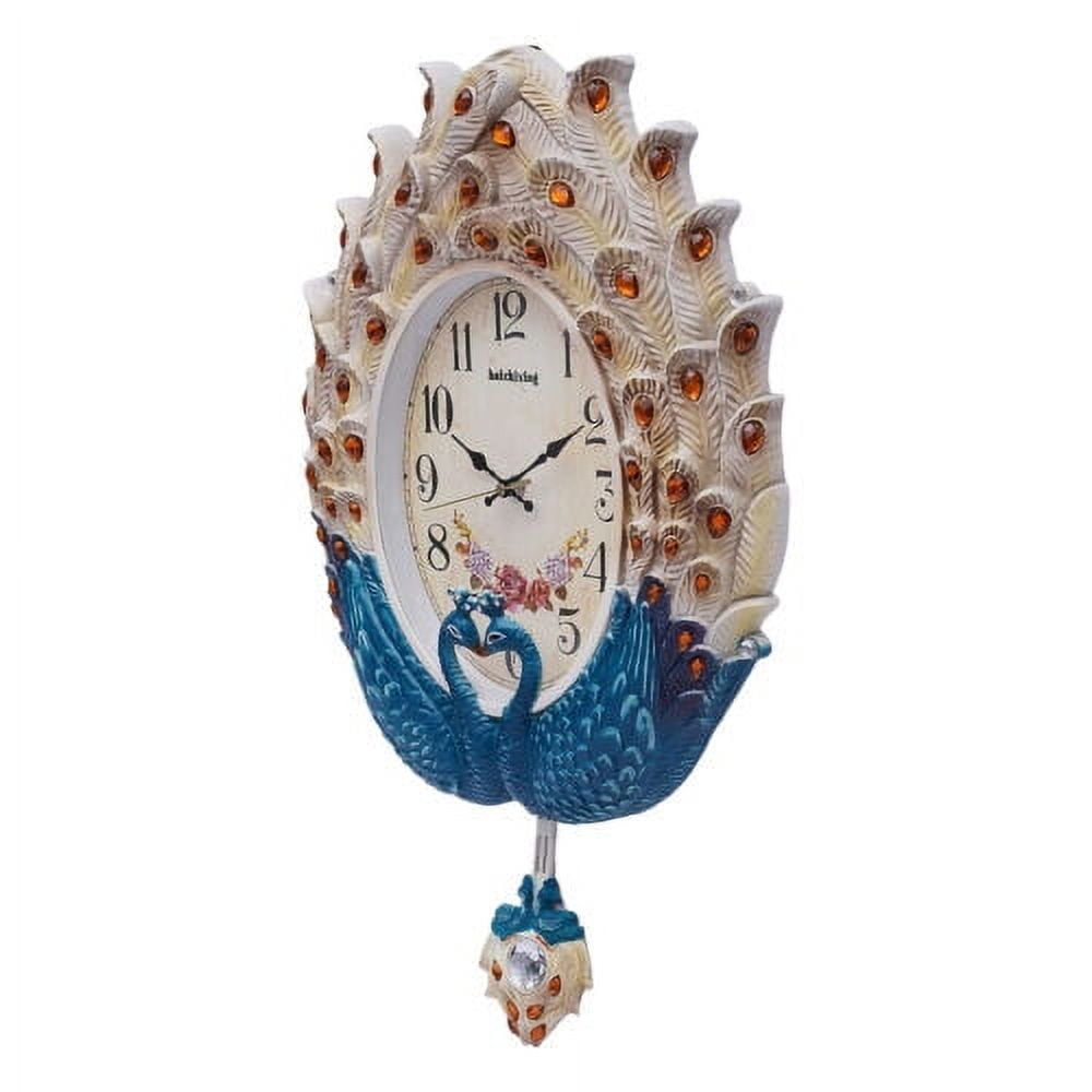 Luxury Large Wall Clock Peacock Wall Watch Living Room Home Decor Retro European