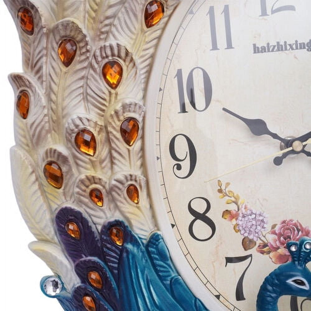 Luxury Large Wall Clock Peacock Wall Watch Living Room Home Decor Retro European