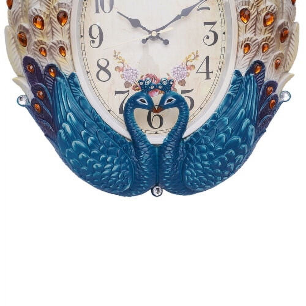 Luxury Large Wall Clock Peacock Wall Watch Living Room Home Decor Retro European