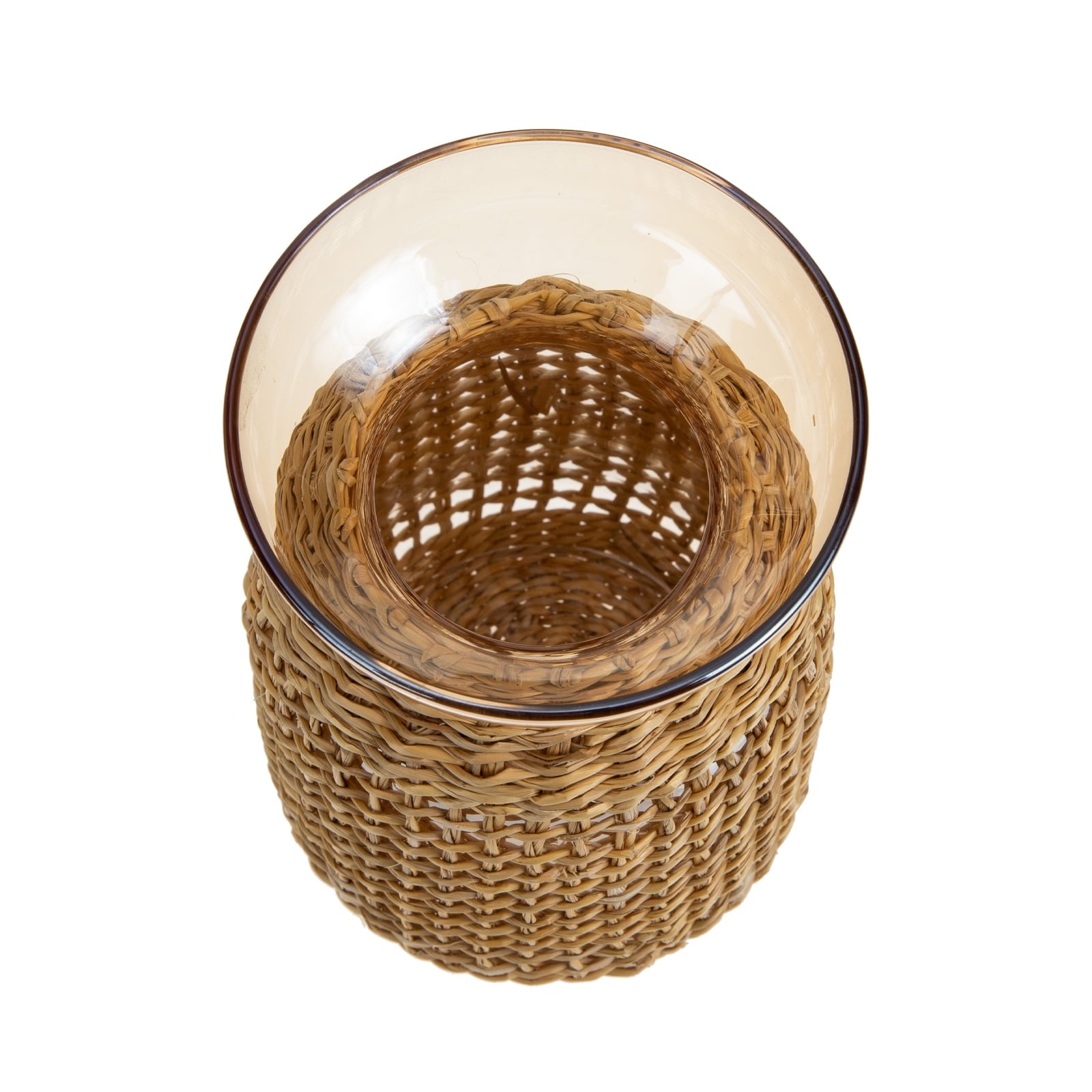 unbranded  Vintage Glass Vase Rattan Flower Rustic Bottle Decoration Khaki