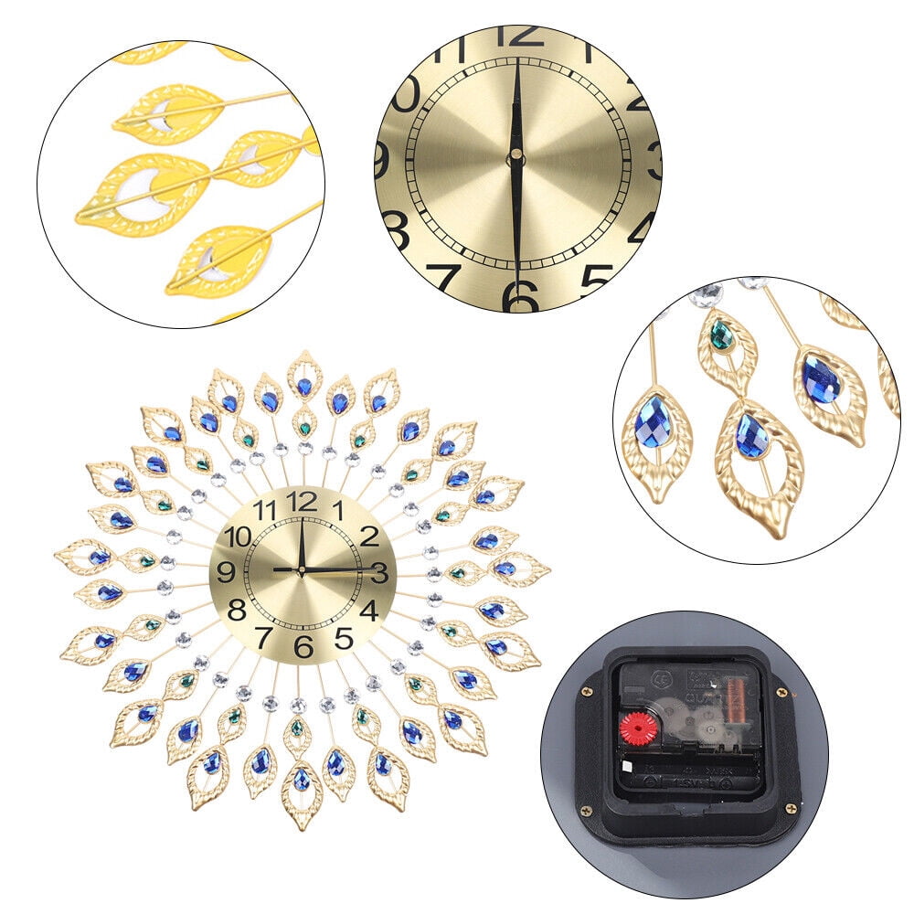 3D Modern Large Wall Clock Luxury Peacock Wall Watch 67CM Living Room Home Decor