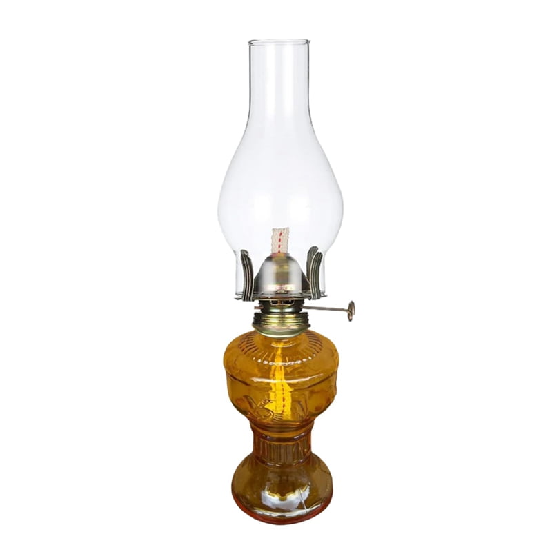 Rustic Oil Lamp Vintage Glass Coal Lamp Oil Lamps for Indoor Use Home Decor Lighting Oil Lantern Yellow