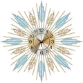 Mid-Century Sunburst Wall Clock, Silent Quartz Movement, Metal Leaf Decorative Clock for Living Room, Bedroom &amp; Dining Room