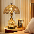 Deluxe Room Bedside Light, Vintage Crystal Table Lamp Nightstand Desk Light for Bedroom Living Room Gold