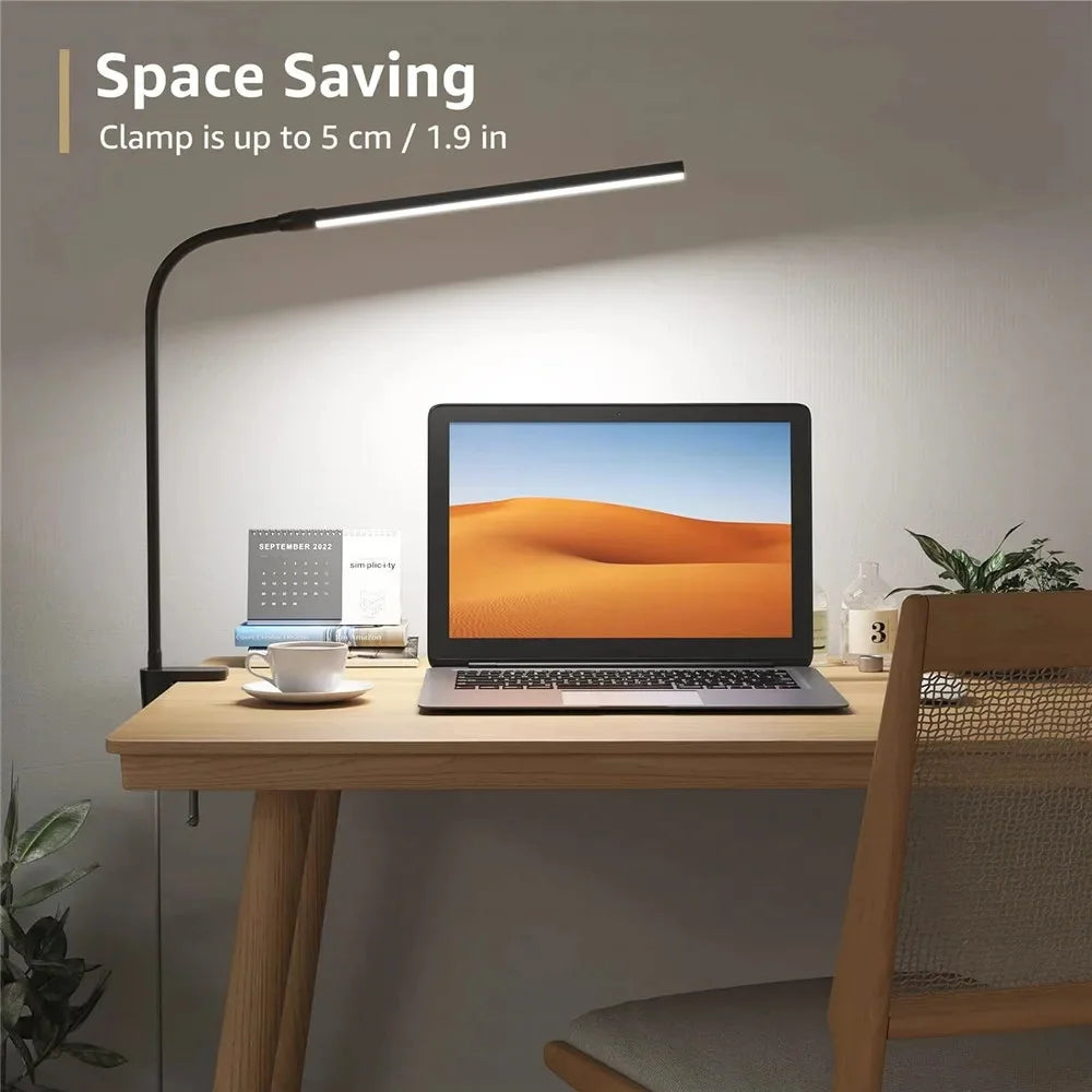 LED eye protection reading light, tri color eye protection desk lamp, study desk, office desk, I-clip dimming desk lamp
