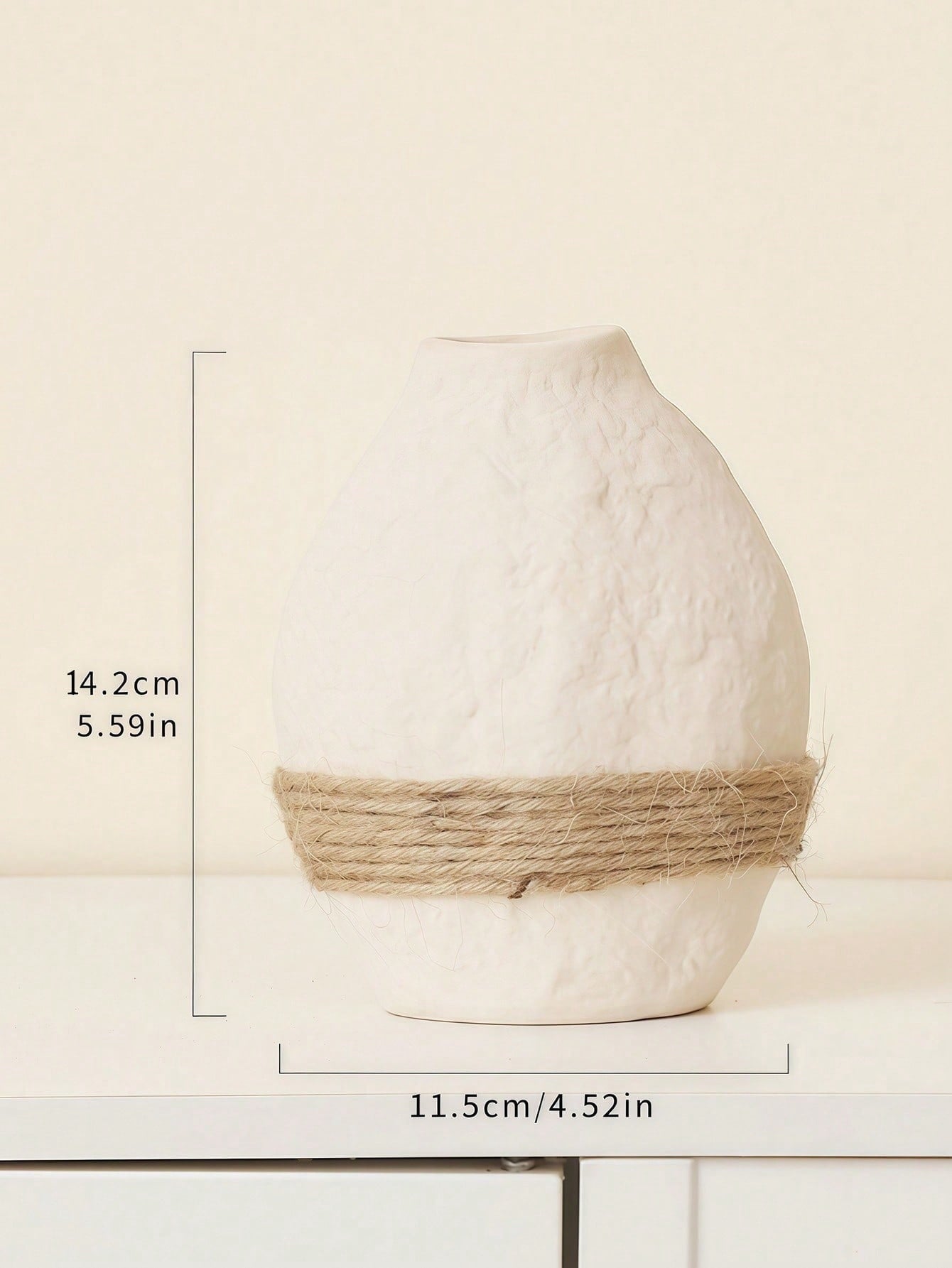 Large French Vintage Ceramic Vase, White Statement Piece for Living Room
