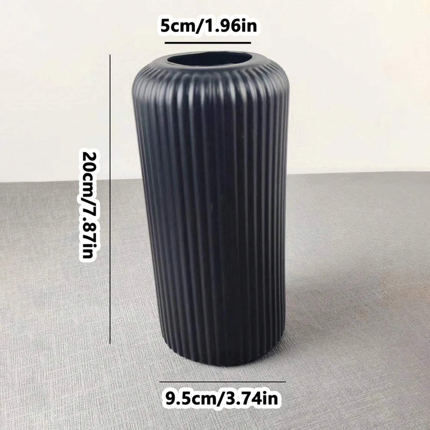 Modern Ceramic Flower Vase Tall Ribbed Cylinder Vase for Home Decor, Table Centerpiece or Office Display