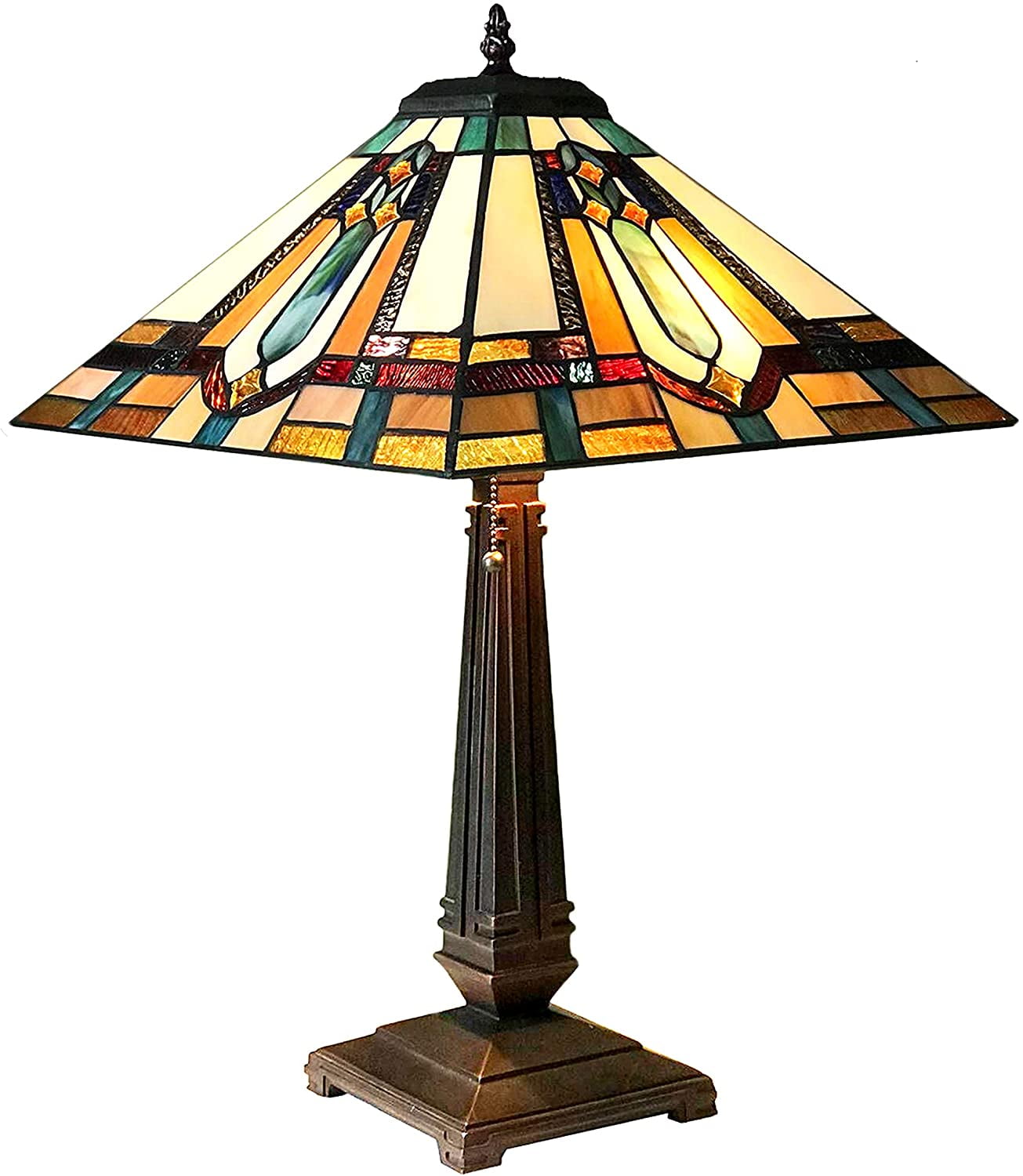 RADIANCE Goods Tiffany-Style Mission Stained Glass Table Lamp 24" Height